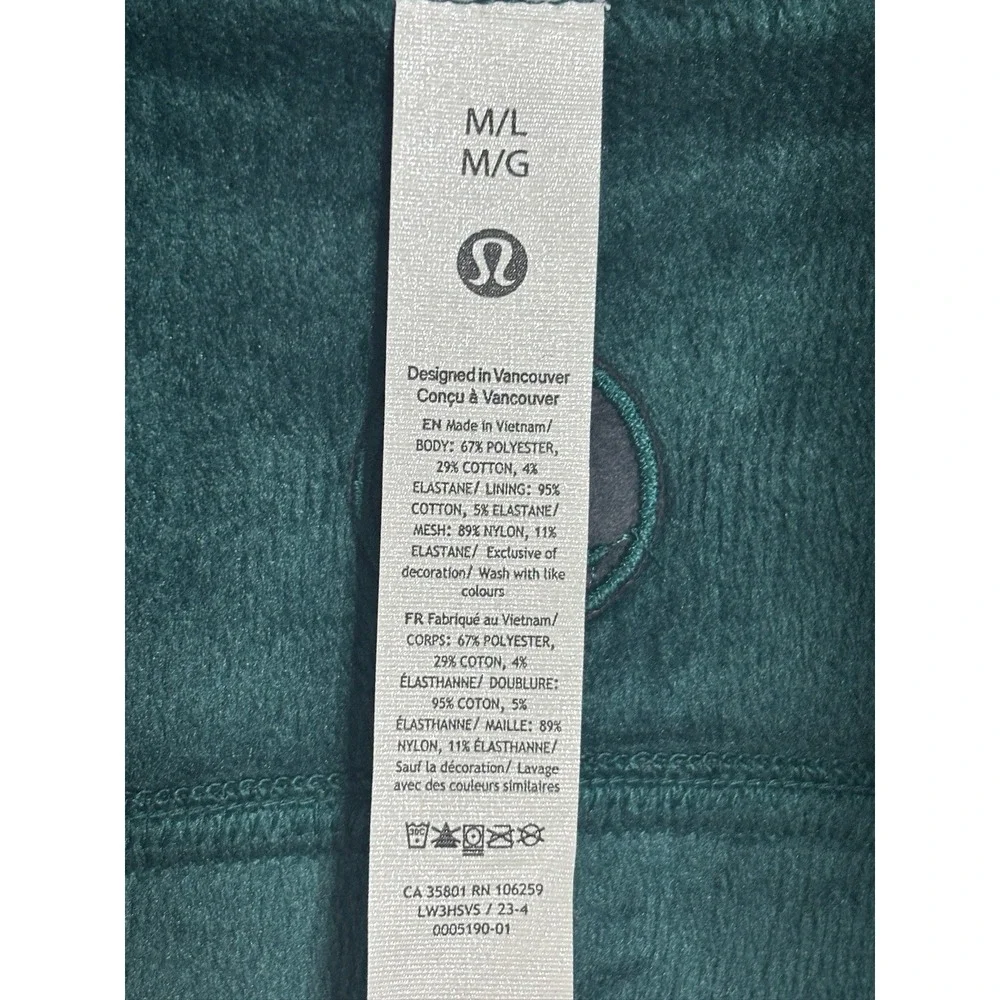 Lululemon Scuba Oversized Funnel Neck Full Zip Long Heathered Teal M/L Lined